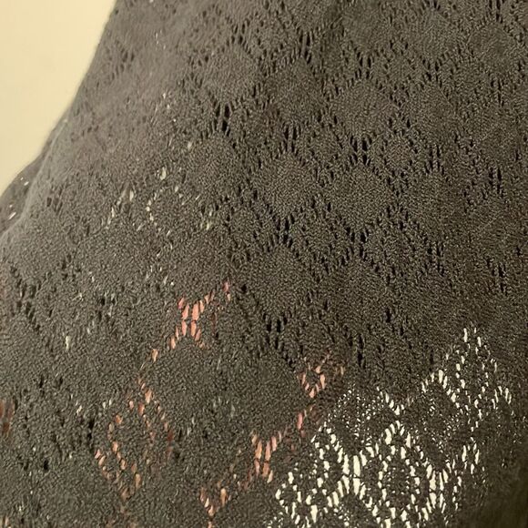 Free People- Black Lace Crochet Daisy Cutout Mini Sleeveless Skater Dress Size 4 - Picture 6 of 13